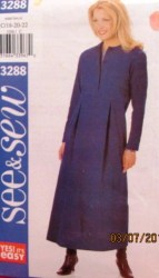 3288 BUTTERICK SO EZ LONG EMPIRE LONG SLEEVE PLEAT A-DRESS PATTERN 18-22 UNCUT