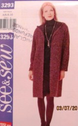 3293 LONG OPEN HOODED JACKET, LS DRESS KNIT PATTERN 6-10