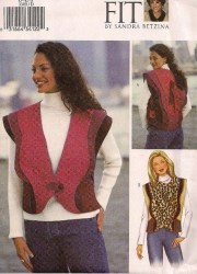 3300 BUTTERICK BETZINA LOOSE CONTRAST LINED VEST PATTERN ABC,DEF, GHIJ CHOICE