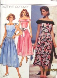 3312 DESIGNER OFF SHOULDER SLEEVELESS FLARE DRESS PATTERN 6-10