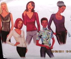 3344  BUTTERICK EZ STRETCH MOCK WRAP/ SLEEVES OR NOT CUTE TOPS PATTERN 6-22 3 SIZES