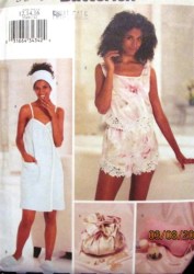 3349  Butterick TOWEL/ HEAD WRAP, SLIPPERS, PILLOW, CAMI, SHORTS ,BAG PATTERN 6-22 UNCUT 3 sizes Choice