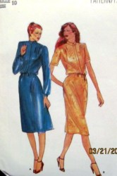 3353 70S LONGER YOKE ELASTIC WST SS-LS DRESS,TRAPUNTO PATTERN 10