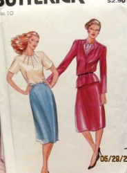 3356 BUTTERICK  1970s BUTTON JACKET, SS BLOUSE,  SKIRT PATTERN 10, 14 CHOICE