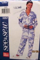 3357 EZ UNISEX BASIC 2 PIECE PAJAMA SHIRT,PANTS PATTERN L-XL