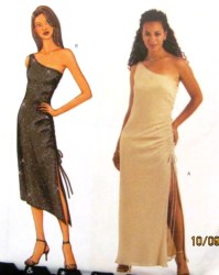 3370 BUTTERICK KNIT 1 SHOULDER ASYMMETRIC SLIT LONG DRESS PATTERN 6-22 3 SIZES
