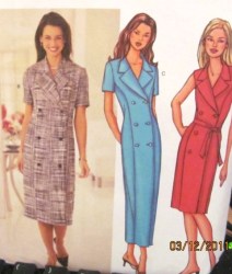 3374  Butterick EZ 2 BREASTED DRESS LENGTHS SLEEVES OR NOT, BELT PATTERN 8-24 3 SIZES CHOICE UNCUT