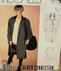 3381 BOXY 2 BREASTED LS COAT, STRAIGHT SHORT SKIRT PATTERN 6-10