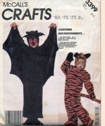 3399 BIG BAT, TIGER CAT COSTUME PATTERN 2-4,SM & LG ADULT