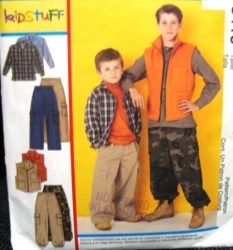3416 CARGO POCKET PANTS,SHIRT,ZIP VEST PATTERN 3-6,7-16