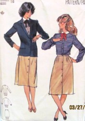 3432 70S LINED JACKET,LS BLOUSE,BUTTON A-SKIRT PATTERN 16