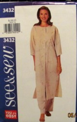 3432 ECONO LONG DUSTER A-TUNIC,PANTS PATTERN 8-12