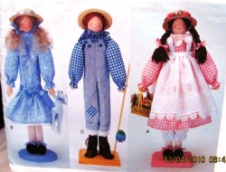 3792 BUTTERICK 18'' WOODEN DOWEL DOLLS, PRAIRIE CLOTHES PATTERN
