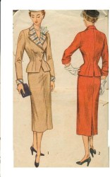 3446 1950 2 PC STRT SUIT,DETACHABLE COLLAR,CUFFS PATTERN 18