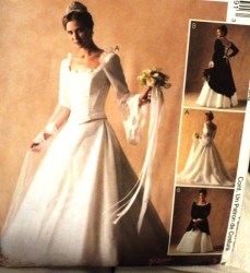 3449 MCCALLS BRIDES/ MAID 2 PIECE  PEPLUM GOWN, OVERSKIRT PATTERN 6-18,GIRL 3-5