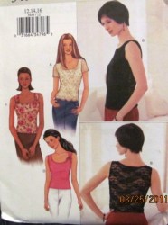 3454  BUTTERICK  EZ LACY/ STRETCH KNIT TOP SLEEVES OR NOT PATTERN 6-10, 12-16, 18-22 CHOICE