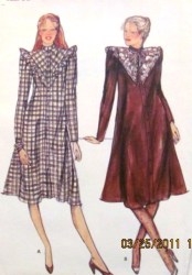 3456 FLARE BERTHA COLLAR TREKKIE BUTTON LS DRESS PATTERN 16
