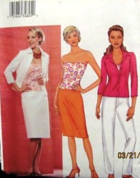 3464 EZ COLLAR SHIRT,BUSTIER, SKIRT, PANTS PATTERN 6-22 3 SIZES