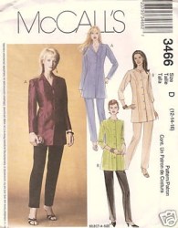 3466 MCCALLS LONG BUTTON TUNICS, PANTS PATTERN 12-16,18-22
