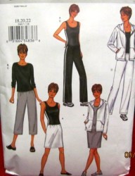 3467 Butterick ZIPPY HOODIE JACKET, TOP, BOTTOMS STRETCH PATTERN 18-22  uncut