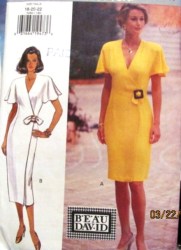 3480 BUTTERICK SO EZ STRAIGHT SS WRAP DRESS LENGTHS PATTERN 18-22 UNCUT