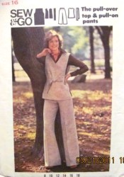 3484 Butterick 70s SO EZ PULLOVER V-TOP  ,BELT,.  PANTS 4 PC PATTERN 16
