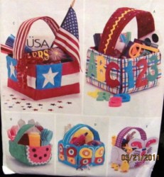 3487 CUTE FESTIVE 6''W X 4''L HANDLED FABRIC BASKETS PATTERN
