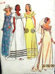 3491 LONG EMPIRE RUFFLE OR NOT BRIDE GOWN,TRAIN PATTERN 8,16