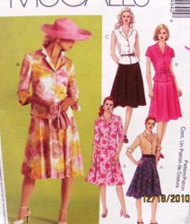 3494 BUTTON TOPS SLVS OR NOT, FLARE SKIRT,BELT PATTERN 16-22