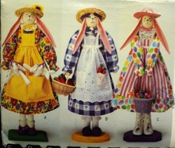 3876 18'' 3 CUTE DOWEL EASTER BUNNIES ON WOOD BASES PATTERN