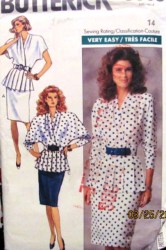 3505 SO EZ PLEAT PEPLUM SS-LS TOP,SKIRT LENGTHS PATTERN 14