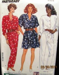 3508 89 EZ SS-LS TAPER-FLARE JUMPSUIT, ROMPER PATTERN 8-12,14-18