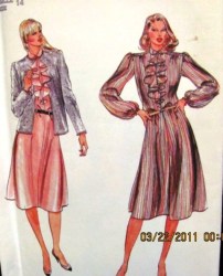 3516 1970s LINED LS OPEN JACKET,FLOUNCE LS DRESS PATTERN 14