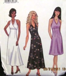 3516 SO EZ SASSY HALTER/MOCK WRAP A-DRESS LENGTHS PATTERN 18-22