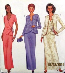 3519 BUTTERICK EZ OPEN / WRAP JACKET SLEEVES OR NOT, TOP, SKIRT PATTERN 8-12, 20-24