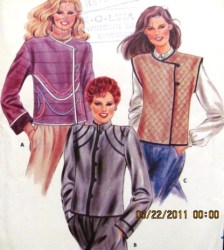 3519 ASYMMETRIC LINED JACKET, VEST SLVS OR NOT 70 PATTERN 6,8-10