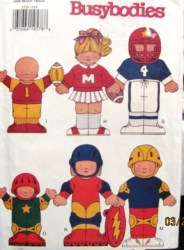 3520 NO SEW CHARACTER FLAT DOLLS 2 SZS,OUTFITS PATTERN