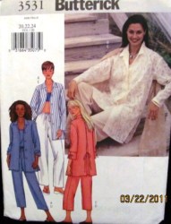3531  BUTTERICK EZ BOXY SHIRT, TOP, TIED PANTS LENGTHS PATTERN 8-12