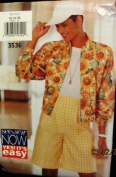 3536 ZIPPER JACKET,SS TOP,SHORTS ECONO PATTERN 12-16,18-22