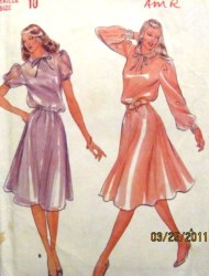 3550 BUTTERICK  LONGER FLARE 70S SS-LS DRESS, FULL SLIP PATTERN 10 OR 12 CHOICE UNCUT