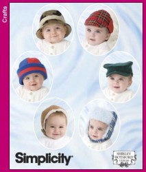 3555 SIMPLICITY BABIES TODDLER PEAK, VISOR, BUCKET, HELMET  HATS PATTERN XS-L
