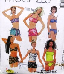 3566 McCalls 2 PC STRAP OR NOT SWIM SUIT, COVER SKIRT PATTERN 6-16, 4 SZS choice