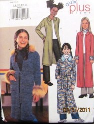 3568 GIRLS SWEATER COAT, BELT,PANTS STRETCH PATTERN 7-14  25-32''