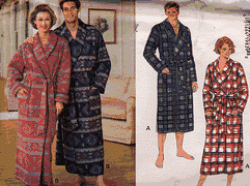 3572 HIM & HER UNISEX LONG WRAP ROBE, BELT PATTERN XS-M,L-XL