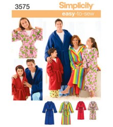 3575 5931 SIMPLICITY EZ FAMILY LOUNGING WRAP ROBE, BELT PATTERN 23-48''CHEST UNCUT