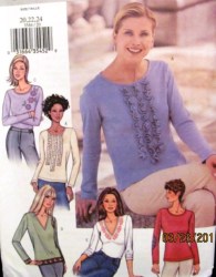 3584 SO EZ STRETCH KNIT LS TOPS EMBRDRY OR NOT PATTERN 20-24