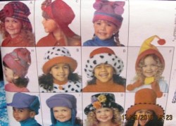 3592 9 KIDS BUCKET, BRIM, FEDORA, JESTER HATS PATTERN S-L