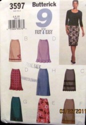 3597 SO EZ  SKIRT LENGTHS,FLOUNCE OR NOT PATTERN 6-22 3 SZS