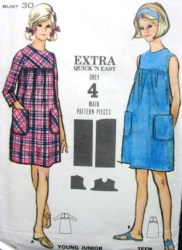 3599 60s EZ BACK BUTTON YOKE DRESS SLVS OR NOT PATTERN T 10 30''