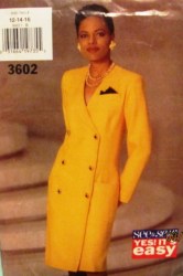 3602 EZ 2 BREASTED STRAIGHT LS DRESS ECONO PATTERN 12-16